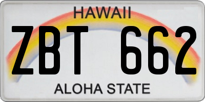HI license plate ZBT662