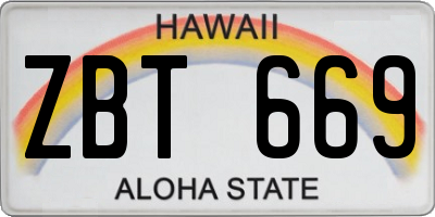 HI license plate ZBT669