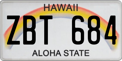 HI license plate ZBT684