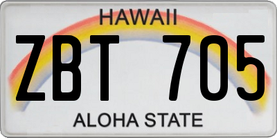 HI license plate ZBT705