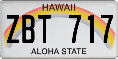 HI license plate ZBT717