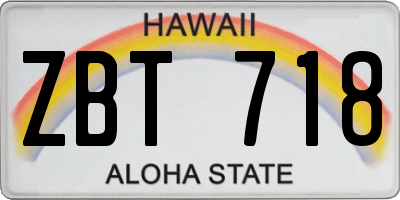 HI license plate ZBT718