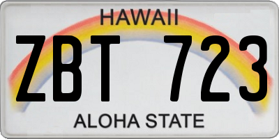 HI license plate ZBT723