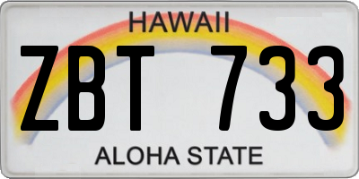 HI license plate ZBT733