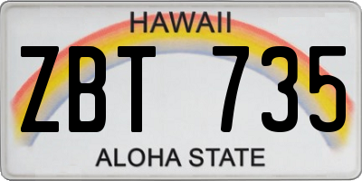 HI license plate ZBT735