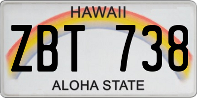HI license plate ZBT738