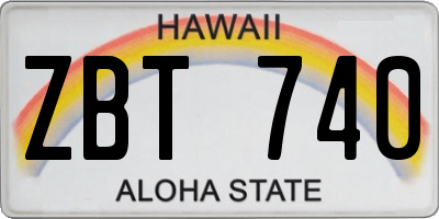 HI license plate ZBT740