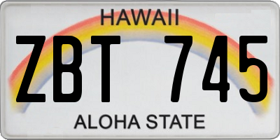 HI license plate ZBT745