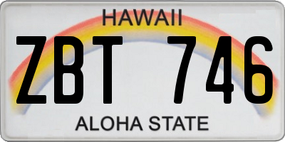 HI license plate ZBT746