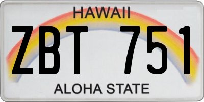 HI license plate ZBT751