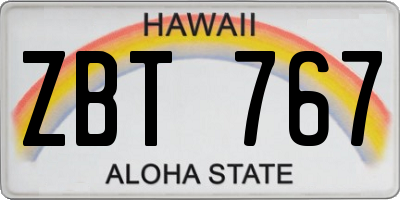 HI license plate ZBT767