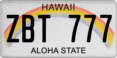 HI license plate ZBT777