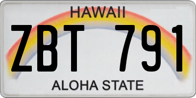 HI license plate ZBT791