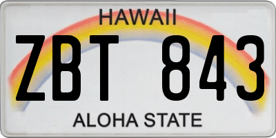 HI license plate ZBT843