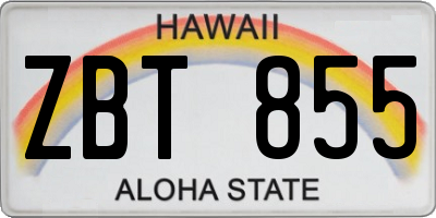 HI license plate ZBT855