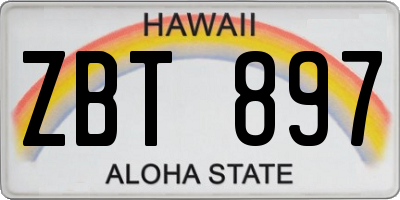 HI license plate ZBT897