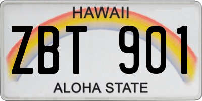 HI license plate ZBT901