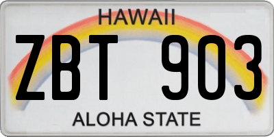 HI license plate ZBT903