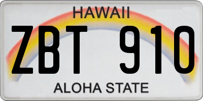 HI license plate ZBT910
