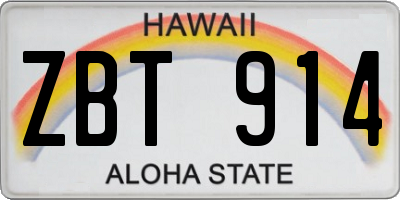 HI license plate ZBT914