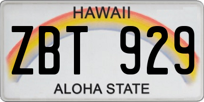 HI license plate ZBT929