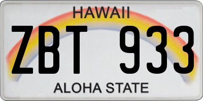 HI license plate ZBT933