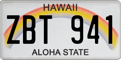 HI license plate ZBT941