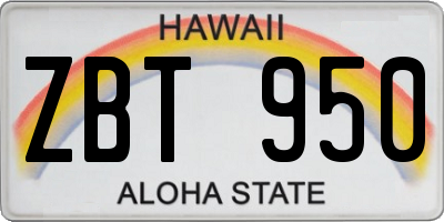 HI license plate ZBT950