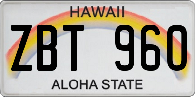 HI license plate ZBT960