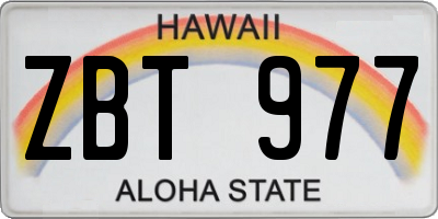 HI license plate ZBT977
