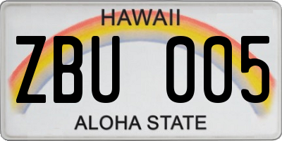 HI license plate ZBU005
