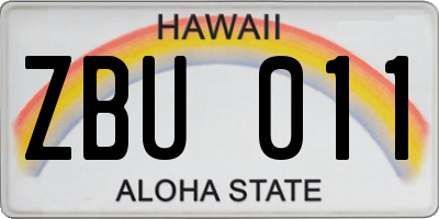 HI license plate ZBU011