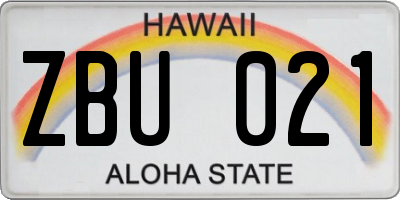 HI license plate ZBU021