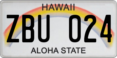 HI license plate ZBU024