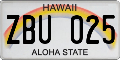 HI license plate ZBU025