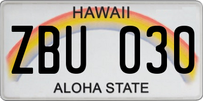 HI license plate ZBU030