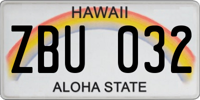 HI license plate ZBU032