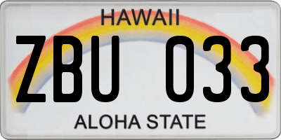 HI license plate ZBU033