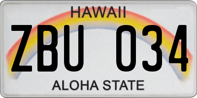 HI license plate ZBU034