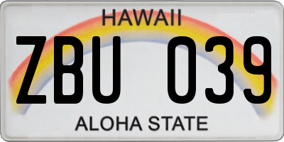 HI license plate ZBU039