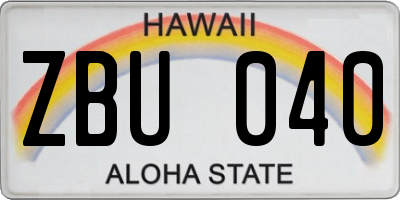 HI license plate ZBU040