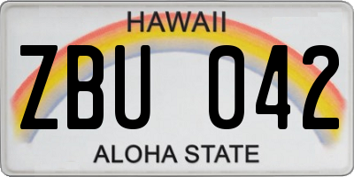 HI license plate ZBU042