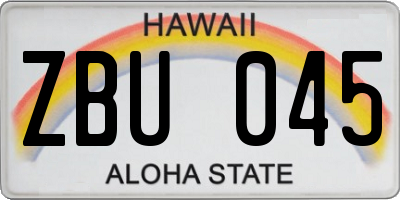 HI license plate ZBU045