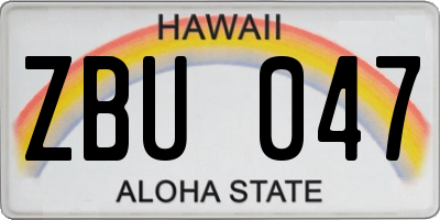 HI license plate ZBU047