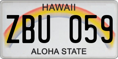 HI license plate ZBU059
