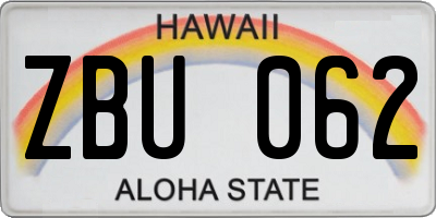 HI license plate ZBU062