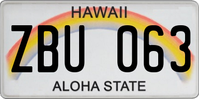 HI license plate ZBU063