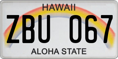 HI license plate ZBU067