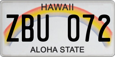 HI license plate ZBU072