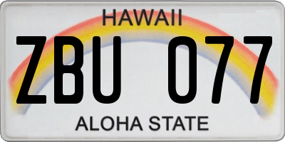 HI license plate ZBU077